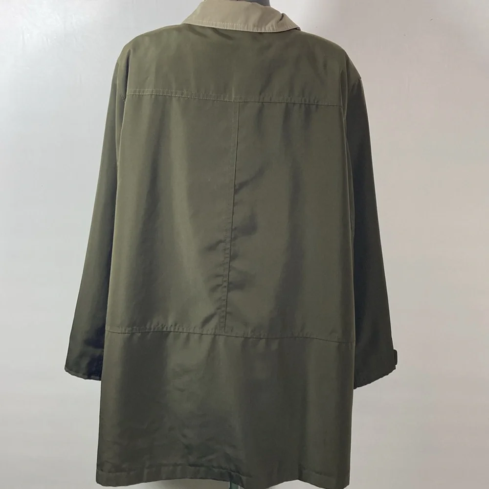 Gallery Coat Women Size 1X Green Zipper & Snap Front Snap Cuffs
